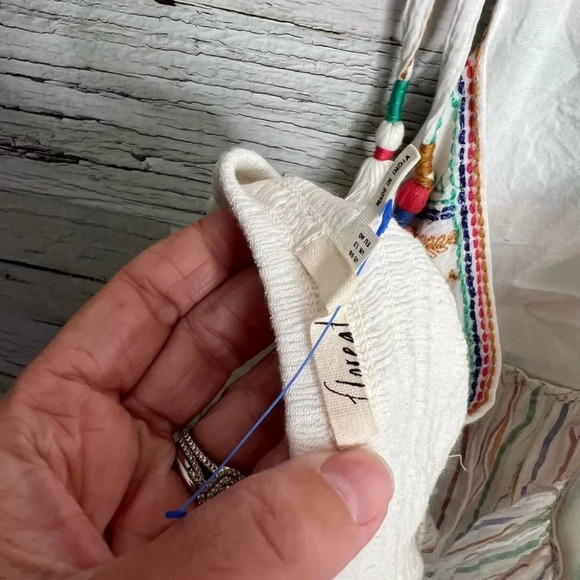 Anthropologie Floreats Itzel Embroidered Spaghetti Strap Halter Cropped Top 8 - Picture 9 of 10